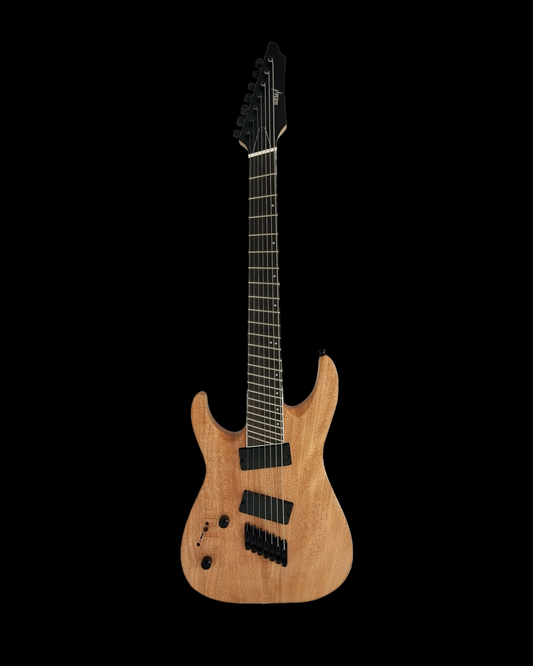Haze 7-String Fanned Fret Built-in Preamp HAX Left Handed Electric Guitar - Natural 7FFNOILLH