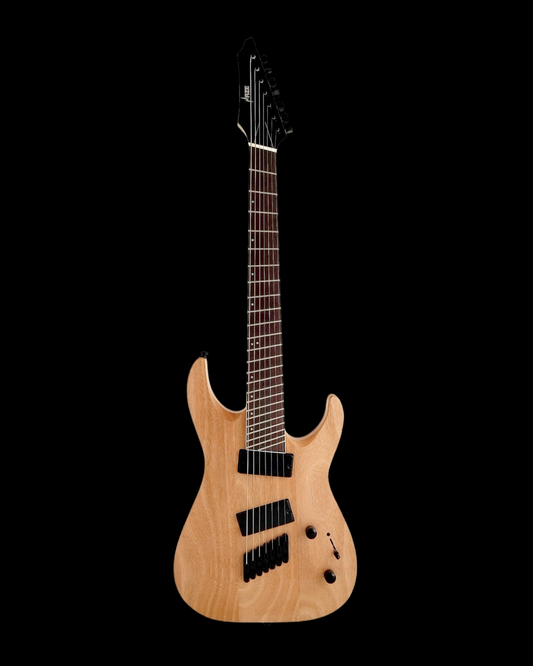 Haze 7-String Fanned Fret Built-in Preamp HAX Electric Guitar - Natural 7FFNOIL