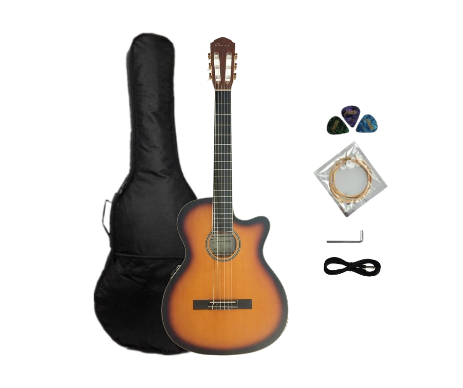 Haze Thin-Body Built-In Pickups/Tuner Acoustic Guitar - Sunburst