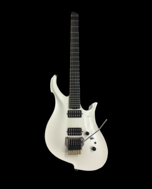 KOLOSS GT5HPWH White Headless Aluminum Body Carbon Fibred Neck Electric Guitar