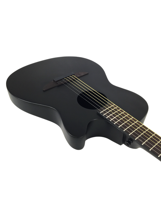 Haze Roundback 38" Traveller Built-In Pickups Acoustic Guitar - Black HSDP836CMBK