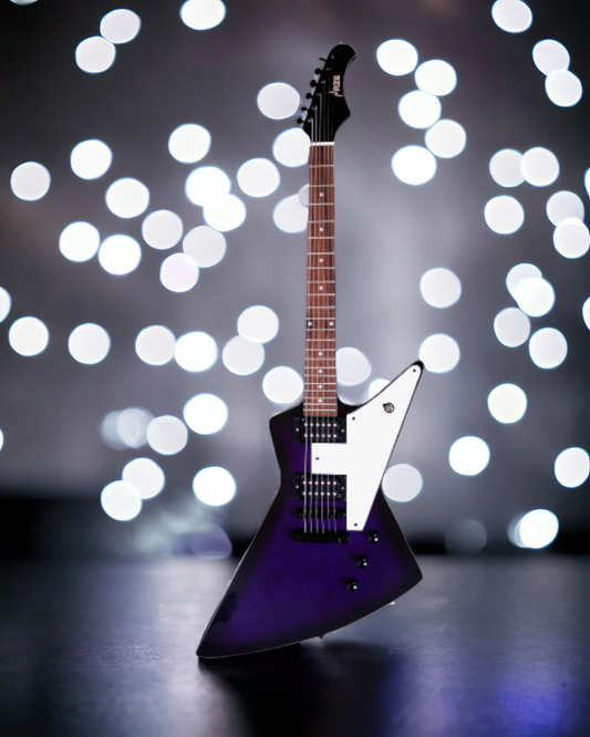 Haze Explorer-Style HH Basswood HEX Electric Guitar - Purpleburst HSFB1940J