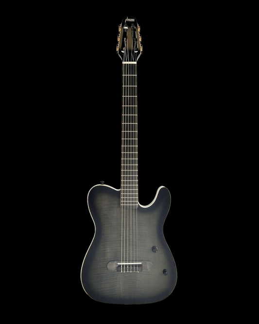 Haze Nylon String Piezo Mahogany HTL Electric Guitar - Black MRC601EQBK