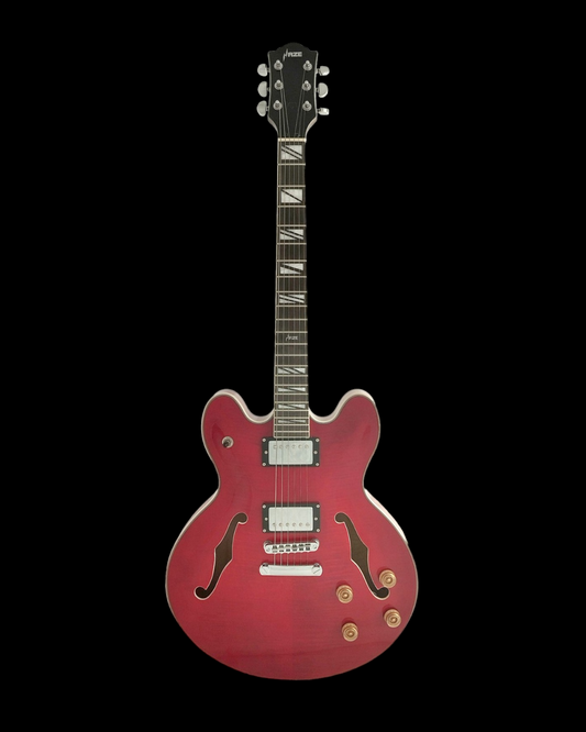 Haze Semi-Hollow Flame Maple HES Electric Guitar - Red SEG272CR