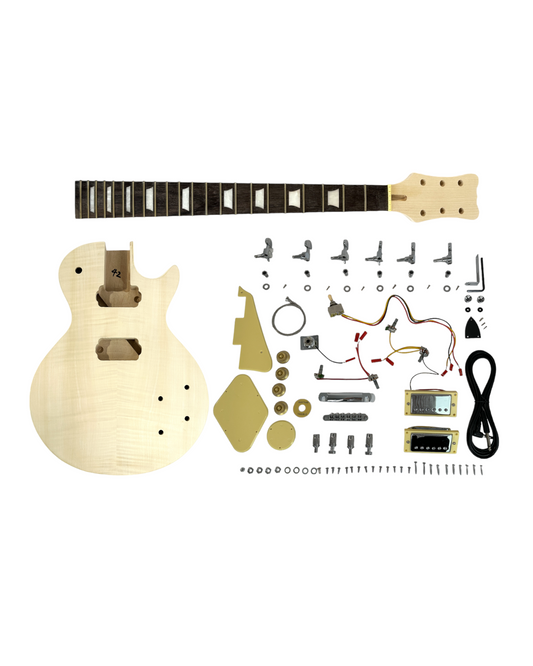 HSLPP19380BDIY Solid Basswood Body Electric Guitar DIY Kit, No-Soldering, Silver Hardware with set neck