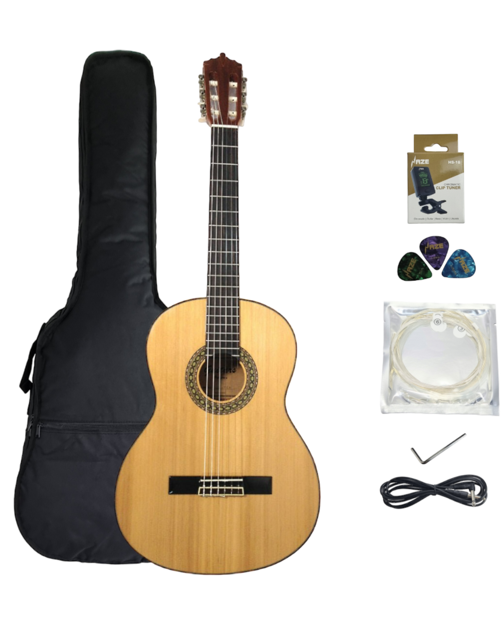 Full Size Nylon String Classical Guitar Hard Case,Lockable w/Key,Black.  19020CA
