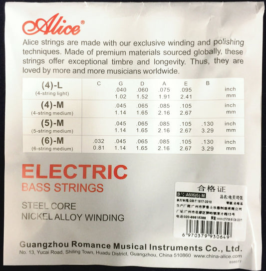 Alice A606M6 Electric Bass Guitar Strings Medium - 6 strings, .032 ~.130