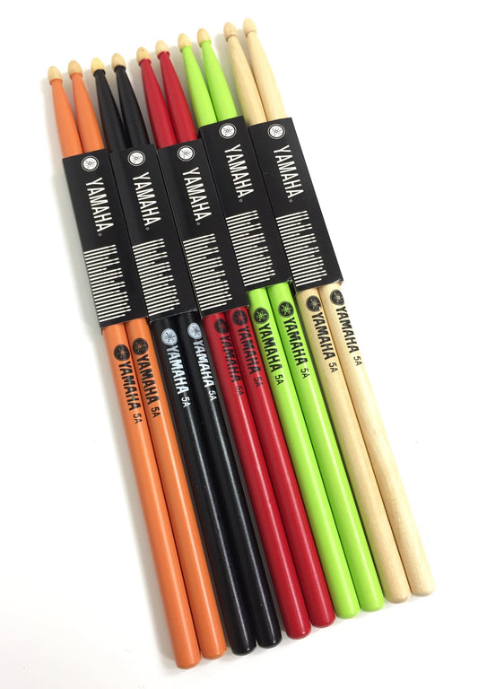 Yamaha YA5ABK Professional 5A Drum Sticks Maple 5 Color: Black, Green, Orange, Red, and Natural