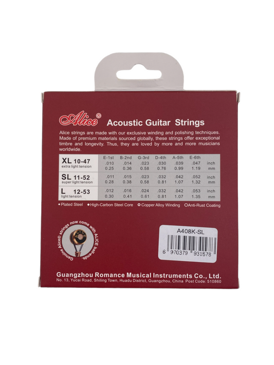 Alice A408K-SL Acoustic Guitar Strings Light Stainless Steel Anti-rust