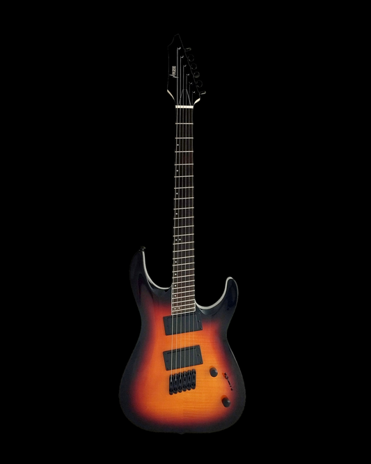 Haze Fanned Fret Double-Cut Flame Maple HAX Electric Guitar - Vintageburst 6FFTAM