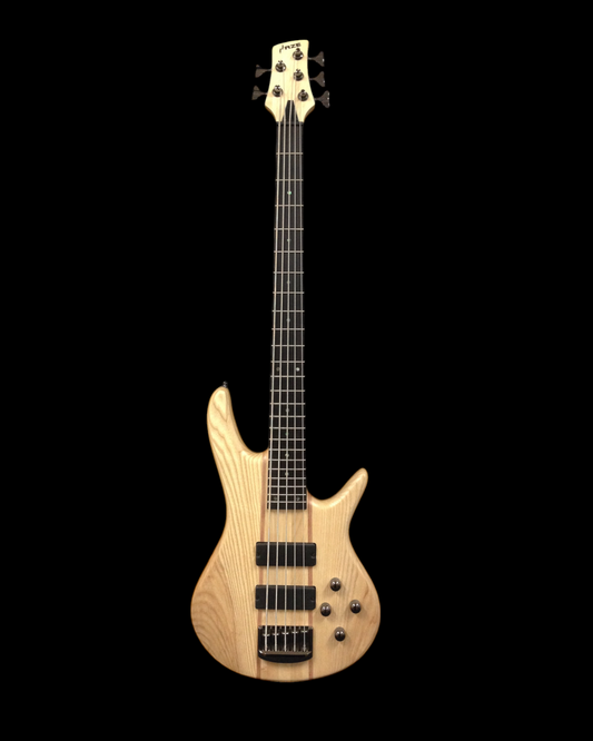 Haze 5-String Active Humbucker Solid Walnut WR Electric Bass Guitar - Natural B337N