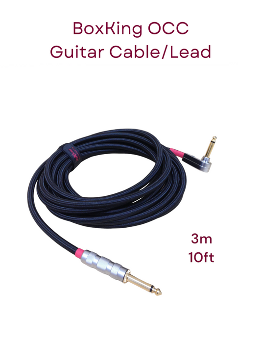 BoxKing OCC Guitar Cable/ Lead, 10FT(3M), All Silver Plated, Straight/ Angled Plugs