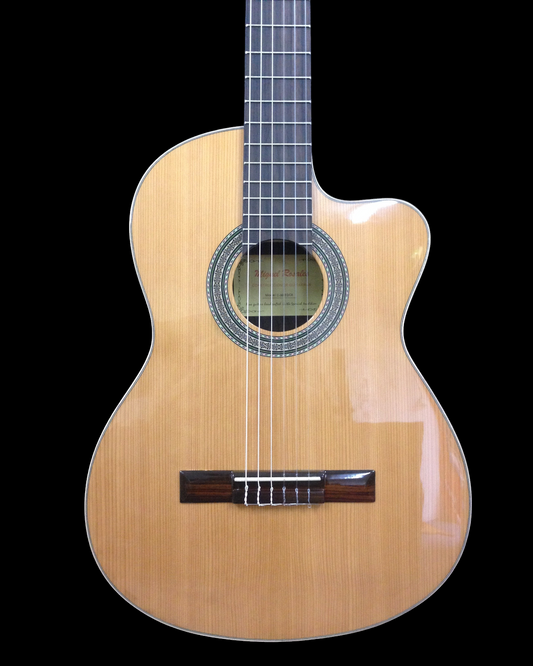 Miguel Rosales Solid Cedar Thin-Body Cutaway Built-In Pickup/Tuner Classical Guitar - Natural C3BCEQCR