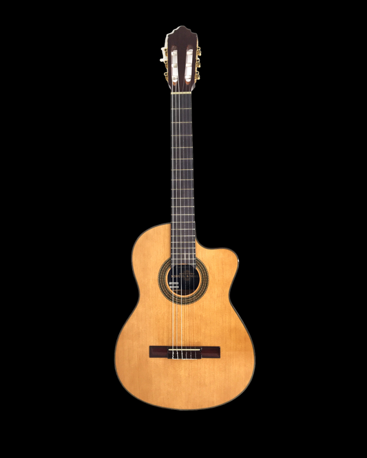 Miguel Rosales Solid Spruce Thin-Body Cutaway Built-In Pickup/Tuner Classical Guitar - Natural C3BCEQSM