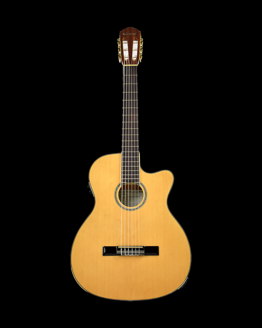 Caraya Spruce Thin-Body Cutaway Built-In Pickup/Tuner Classical Guitar - Natural C551BCEQN