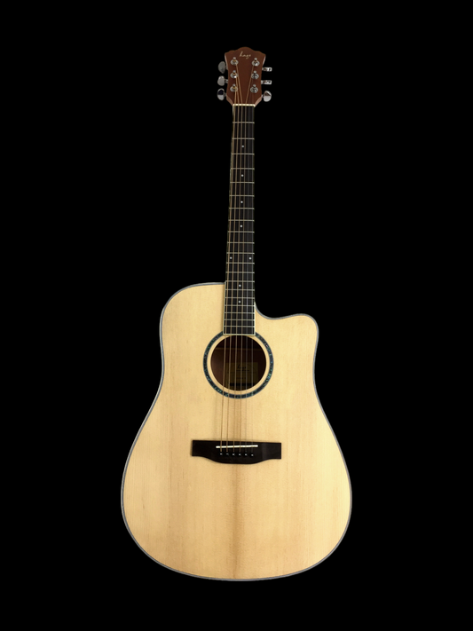 Haze CD60SCN Solid Spruce Top Dreadnought Cutaway Acoustic Guitar - Natural