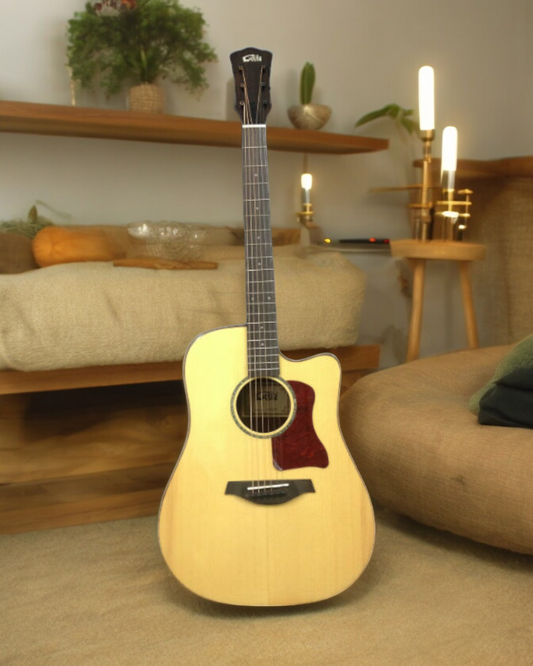 Gosila CS801210CEQ Solid Spruce Top Fishman Pickup/Tuner Cutaway Acoustic Guitar - Natural