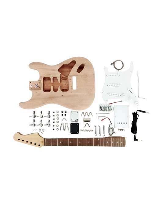 E200MDIY Mahogany Body ST Style Electric Guitar DIY Kit, No-Soldering, SSS