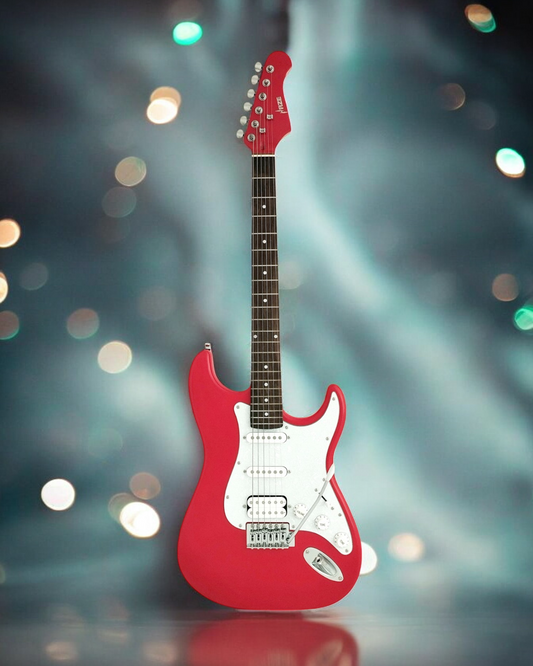 Haze E211 Fiesta Red HST Electric Guitar with accessories