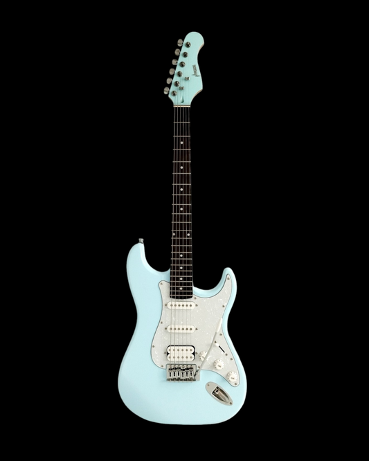 Haze E211 Sonic Blue HST Electric Guitar with accessories