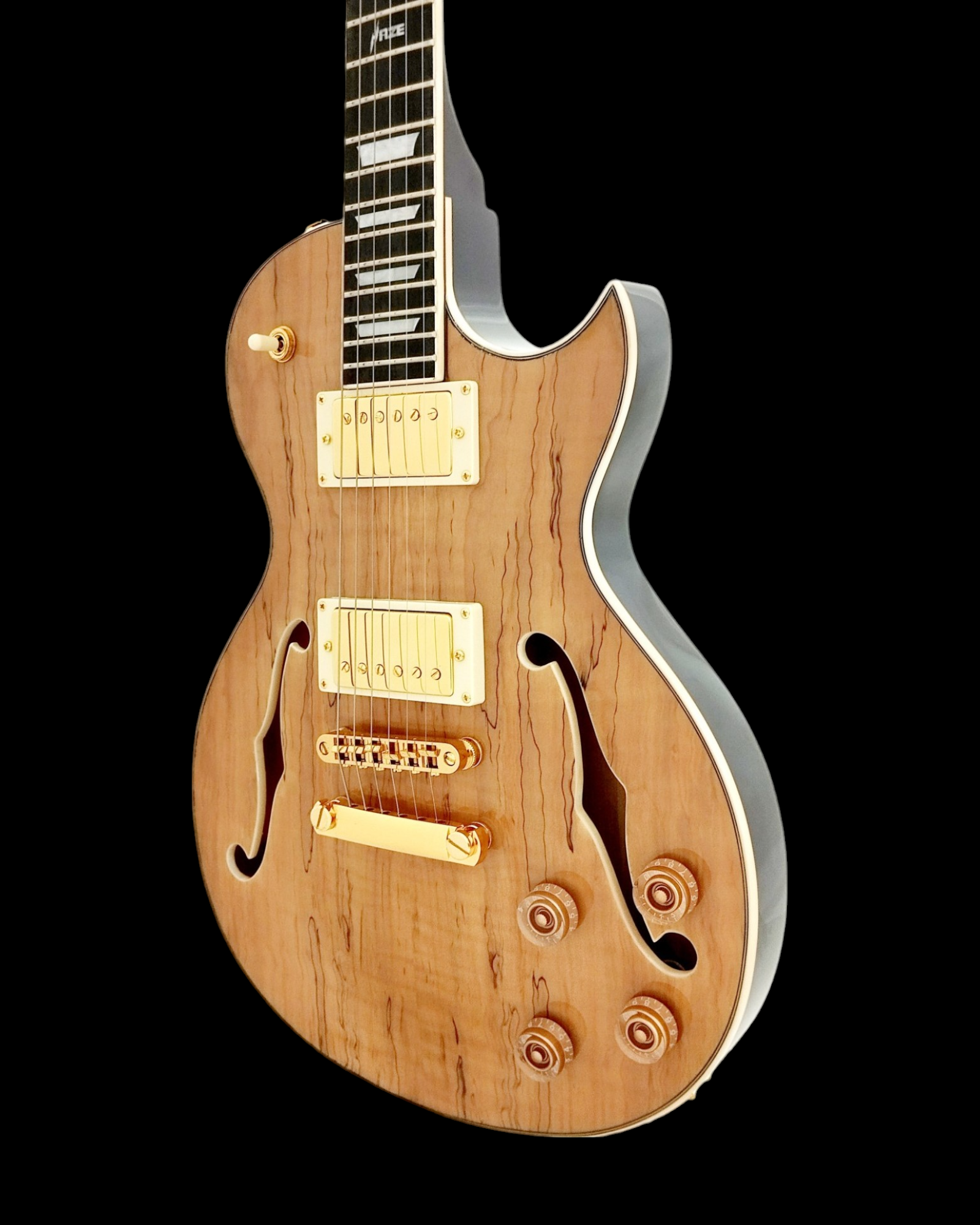 Haze Semi-Hollow Spalted Maple Mahogany Neck HLP Electric Guitar - Natural E239GC
