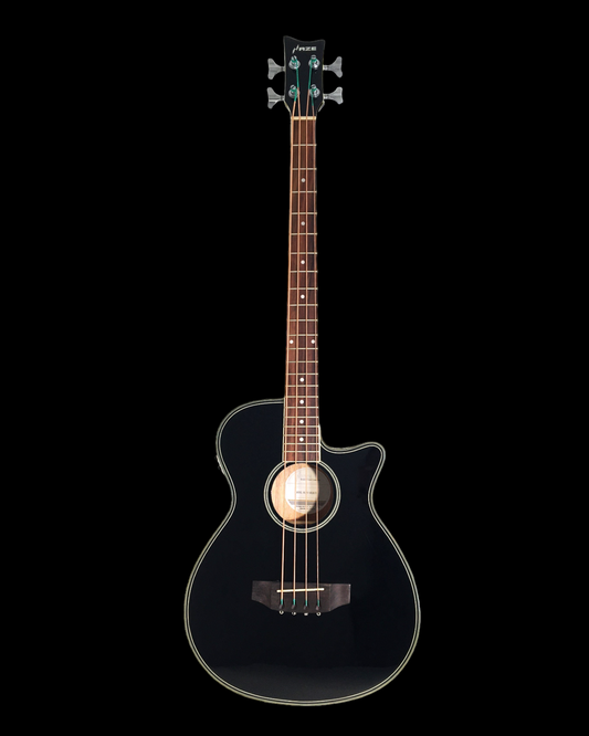 Haze FB711BCEQBK34 4-String Electric-Acoustic Bass Guitar with EQ+ Bag