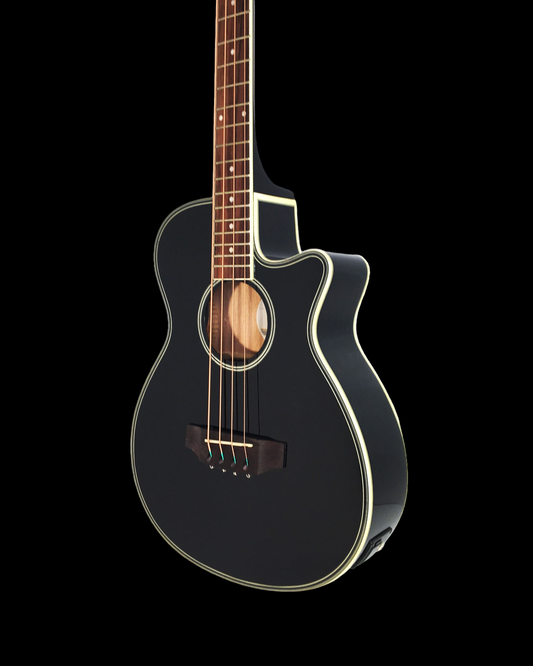 Haze FB711BCEQBK34 4-String Electric-Acoustic Bass Guitar with EQ+ Bag