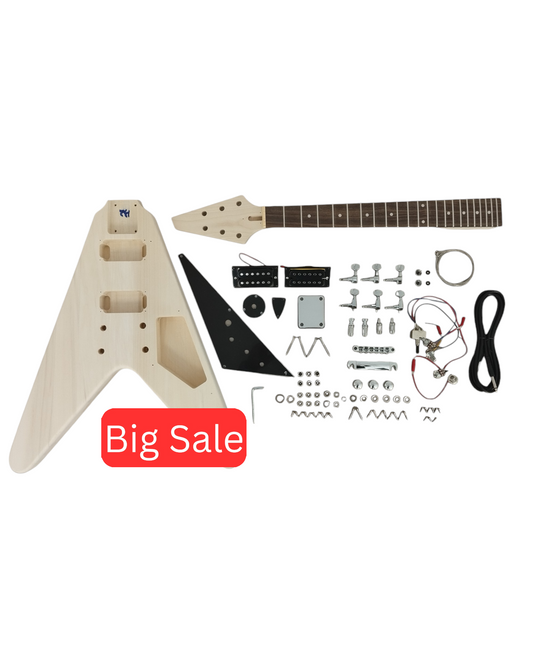 FV09DIY V Style Electric Guitar DIY Kit, Complete No-Soldering, HH Pickup