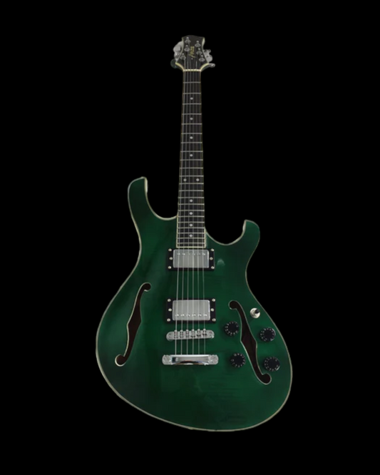 Haze Semi-Hollow Double-Cut Offset HES Electric Guitar - Green HD348TGN