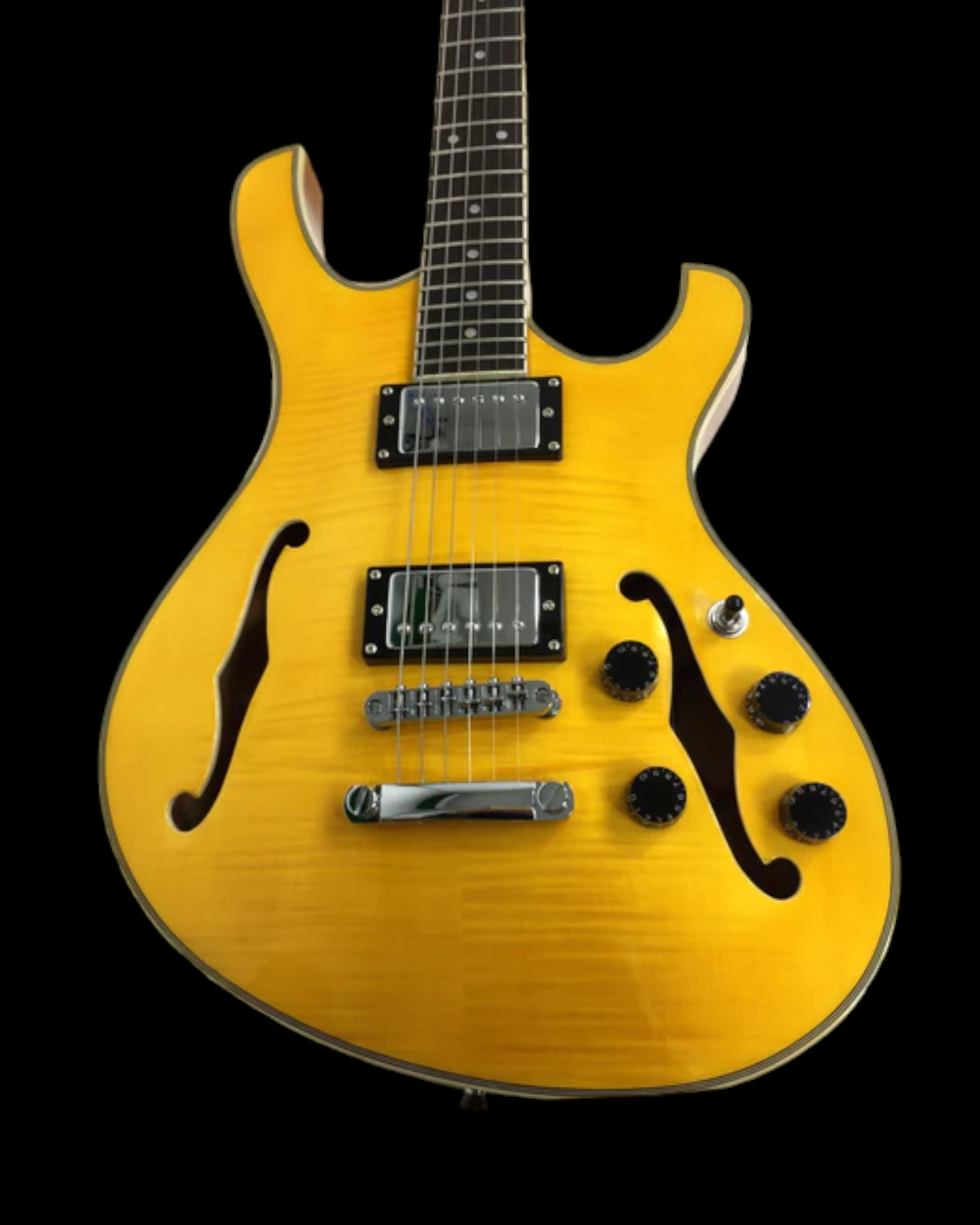 Haze Semi-Hollow Double-Cut Offset HES Electric Guitar - Yellow HD348TN