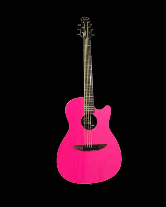 Haze HSDP836CPK Roundback 38" Traveller Acoustic Guitar - Pink