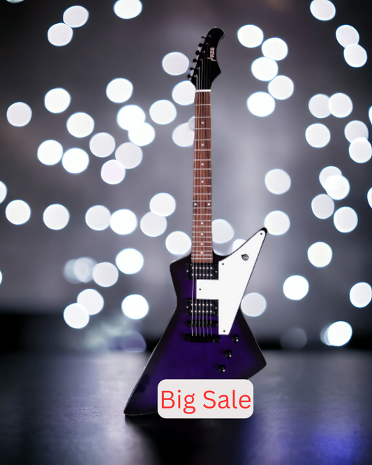 Haze Explorer-Style HH Basswood HEX Electric Guitar - Purpleburst FB1940