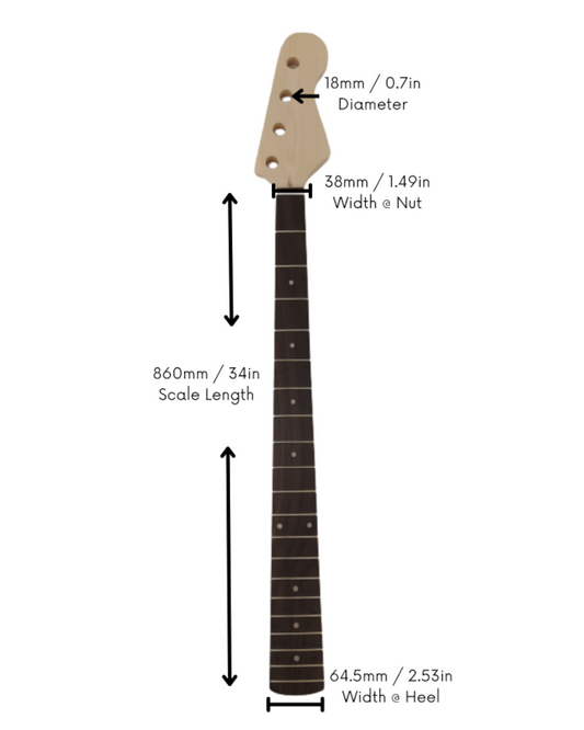 Haze HSJB19580GN1W Electric Bass Guitar Neck