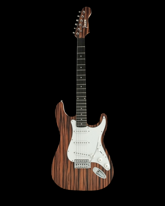 Haze Lightweight Solid Paulownia Exotic Cocobolo Veneer HST Electric Guitar - Brown HSST1901AF852