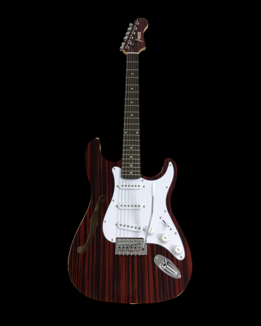 Haze Semi-Hollow Paulownia Zebrawood Veneer HST Electric Guitar - Red HSST19SMAF088