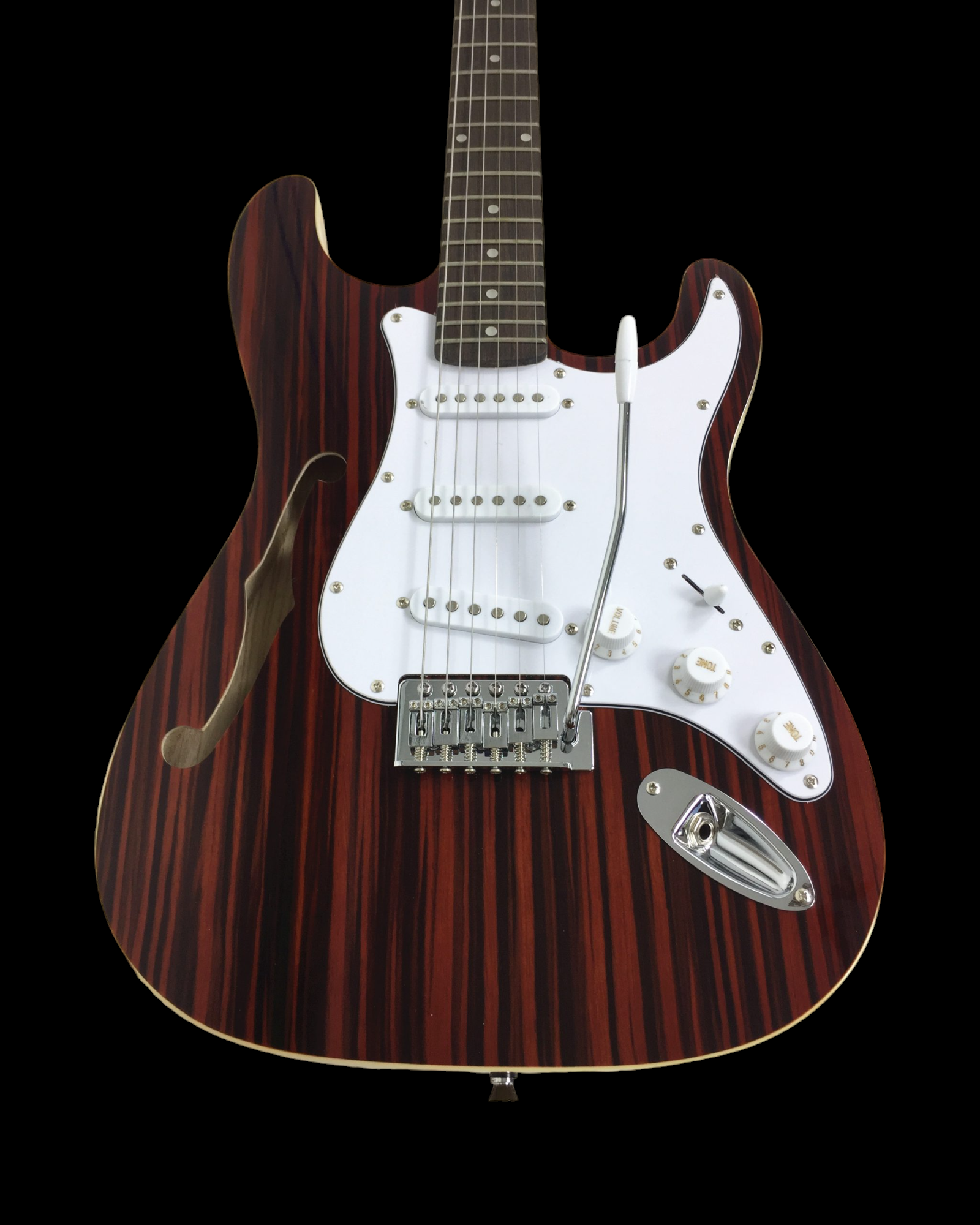 Haze Semi-Hollow Paulownia Zebrawood Veneer HST Electric Guitar - Red HSST19SMAF088