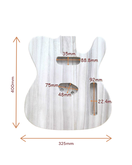 Paulownia Electric Guitar Body, Light Weight, Polished - HSTL19100PBOWOB