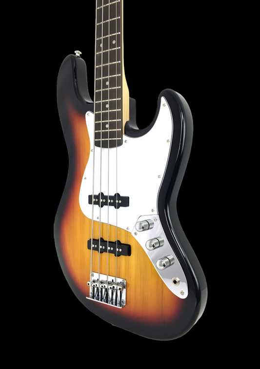 Haze Single-Coil Solid Basswood J-Style Electric Bass Guitar - Sunburst SBG387BS