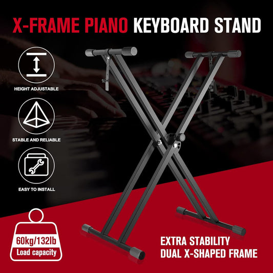 Professional Height Adjustable Folding X Type Double-Braced Keyboard Stand HJKBX3