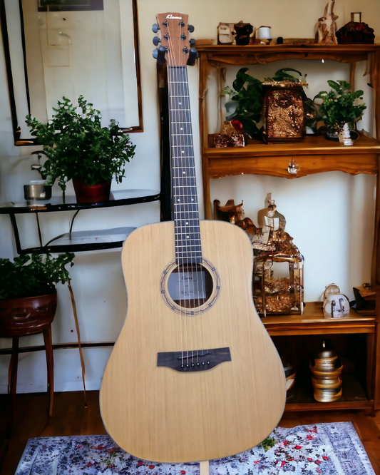 Klema K100DC Solid Canadian Cedar Top Mahogany Body Dreadnought Cutaway Acoustic Guitar - Natural