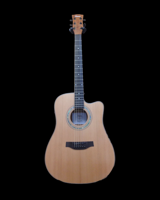 Klema K200DCCE Solid Canadian Cedar Top Flamed Mahogany Body Dreadnought Cutaway Acoustic Guitar - Natural