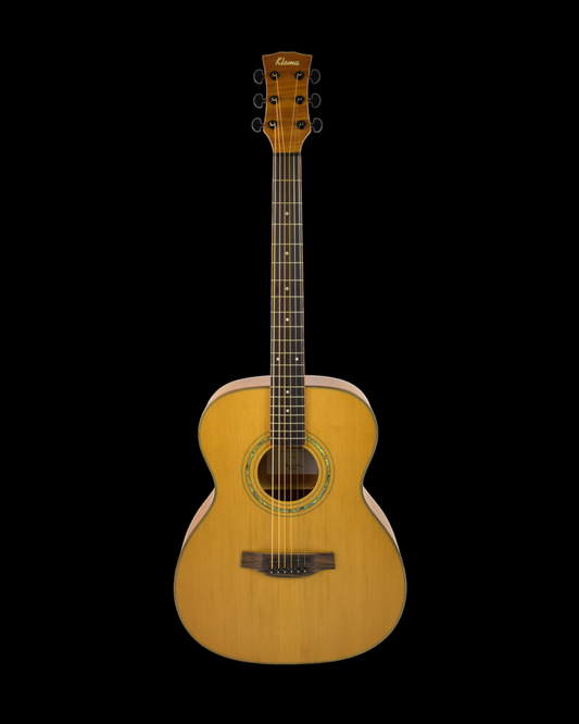 Klema K200JC Solid Canadian Cedar Top Flamed Mahogany Body Jumbo Acoustic Guitar - Natural