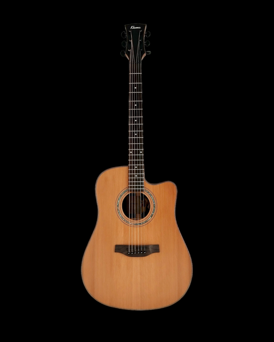 Klema K300DCCE Solid Canadian Cedar Top Indian Rosewood Body Fishman Pickup/Tuner Acoustic Guitar - Natural