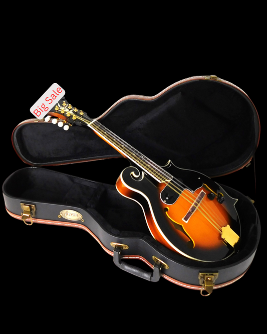 Caraya SMA008EQVSHK19601MDF F-Style Solid Top Electric-Mandolin, Vintage Sunburst + Hard Case