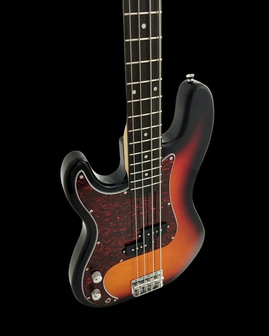 Haze Left Handed Basswood Sunburst Electric Bass Guitar - PB172BSLH