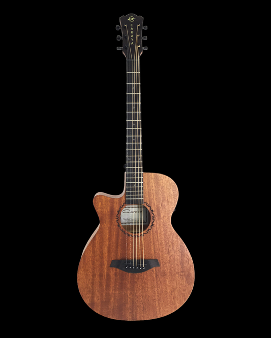 Caraya SAFAIR40CEQLH Left-Handed Thin-Body Built-In Pickups/Tuner Acoustic Guitar - Natural