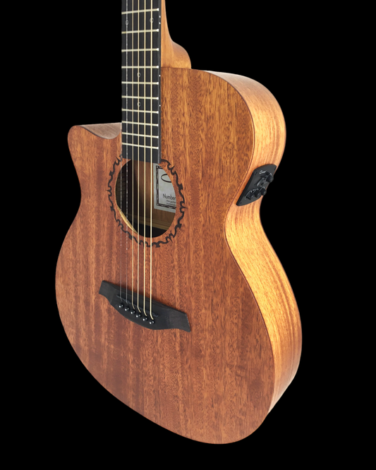 Caraya SAFAIR40CEQLH Left-Handed Thin-Body Built-In Pickups/Tuner Acoustic Guitar - Natural