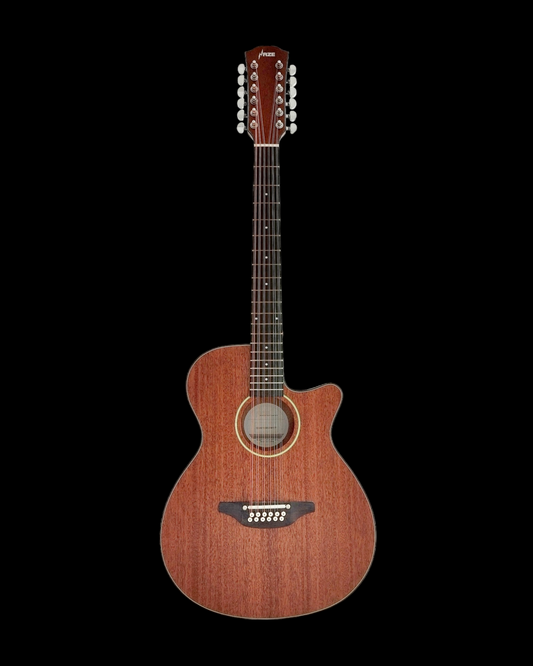 Haze SDG82712CEQSM 12-String Mahogany/Sapele Body Acoustic Guitar - Natural