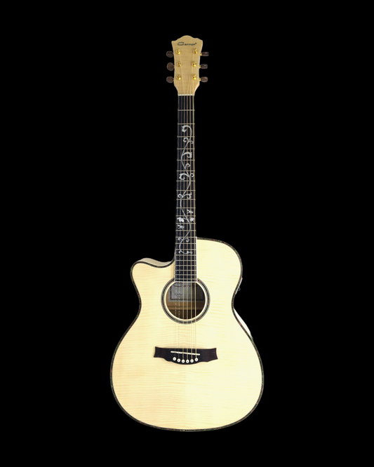 Caraya Left-Handed All Maple Built-In Pickups/Tuner Acoustic Guitar - Natural SDG837CEQNLH