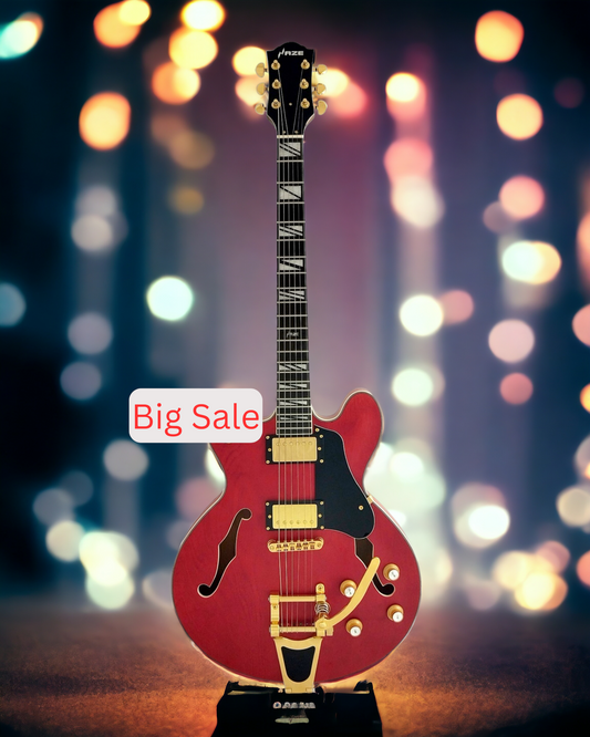 Haze Semi-Hollow Bigsby Tremolo HES Electric Guitar - Red SEG1975WRDS